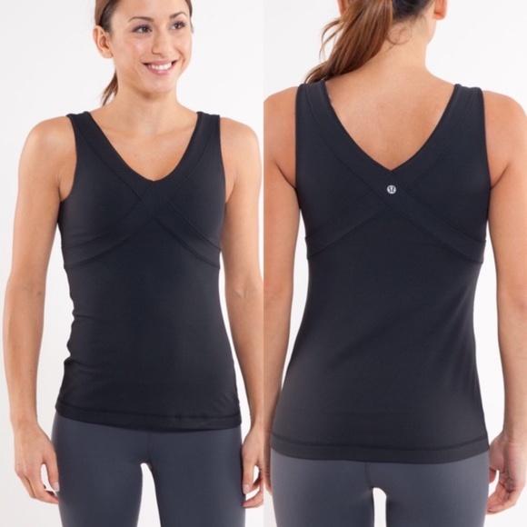 Lululemon W Wrap Yoga Workout Tank Black Sz 4/6 - Picture 2 of 4